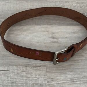 Aeropostale Brown Leather Belt with Floral Accents